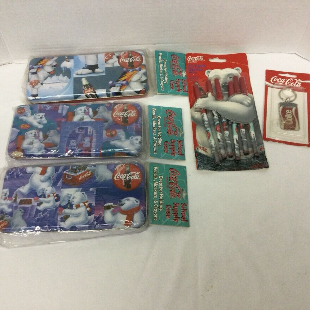 Coca-Cola Collectibles Lot School Supply Cases Polar Bear Pens Keychain …
